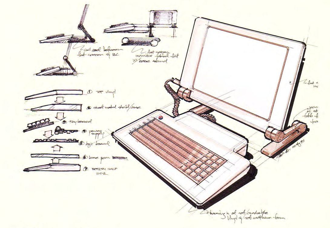 Rob Gemmell's concept drawings for a desktop computer: one featuring an original image 53