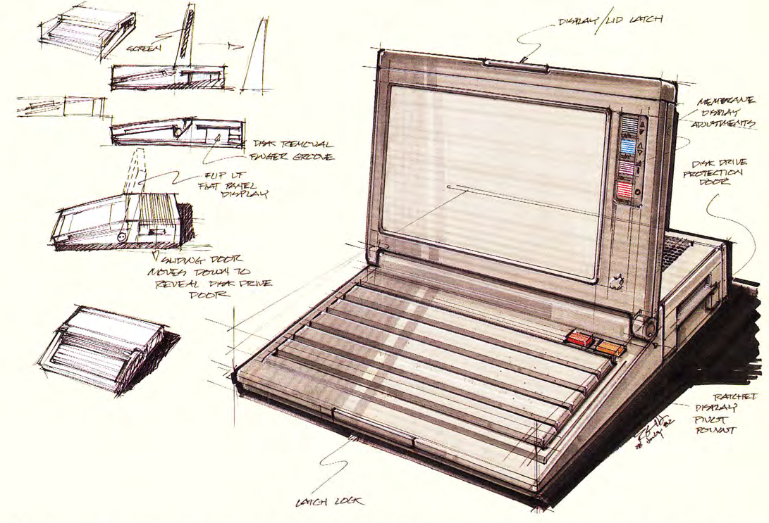 Rob Gemmell's concept drawings for a desktop computer: one featuring an original image 54