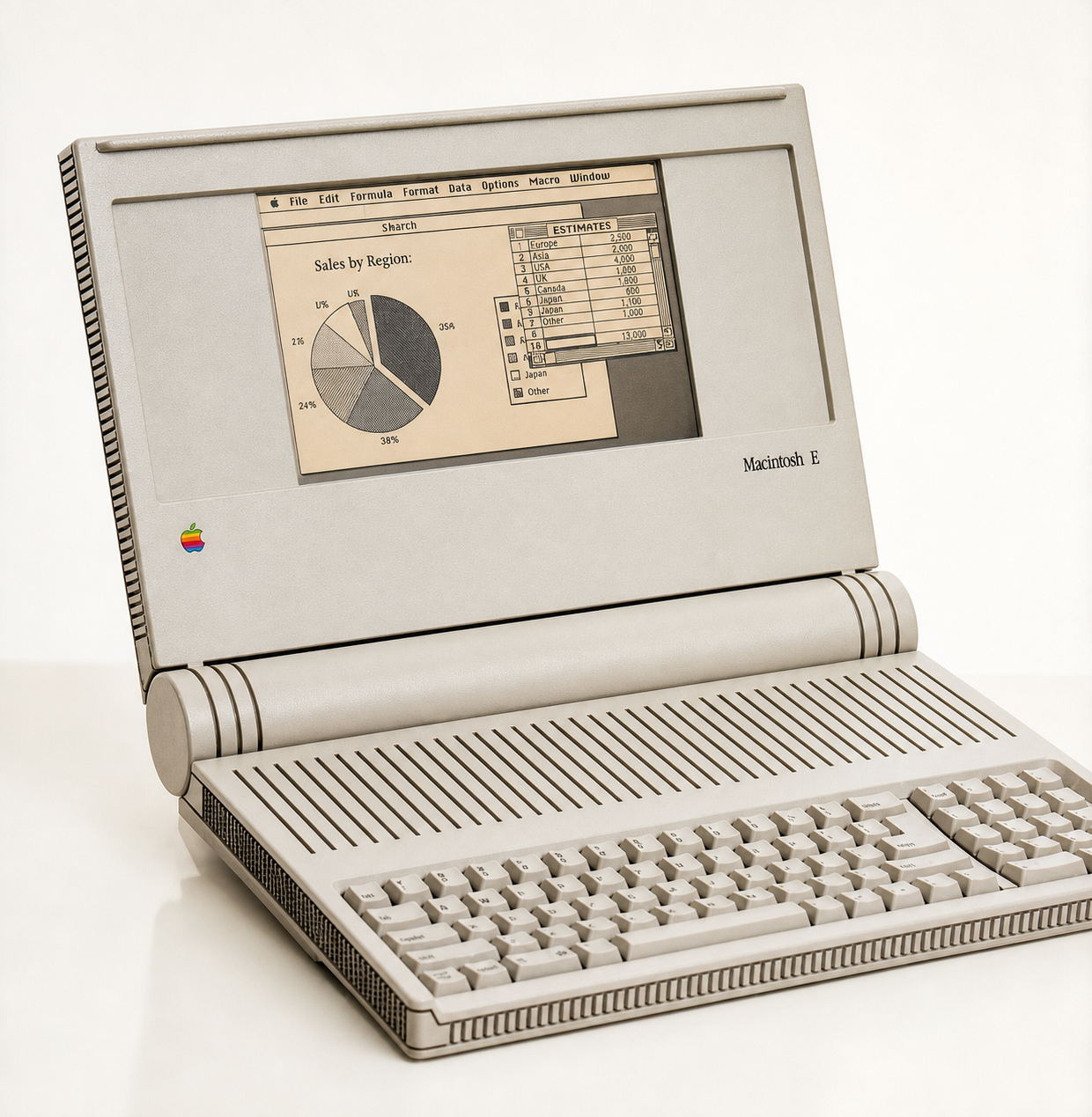 Initial concept for the Macintosh Portable (code-named Malibu), with a downsized upscaled image 142