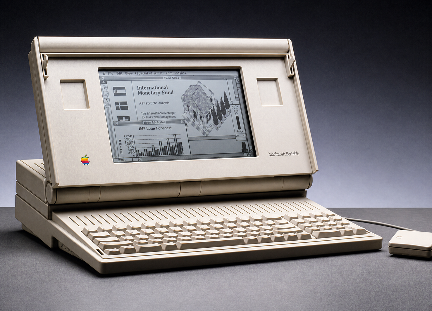 Initial concept for the Macintosh Portable (code-named Malibu), with a downsized upscaled image 143