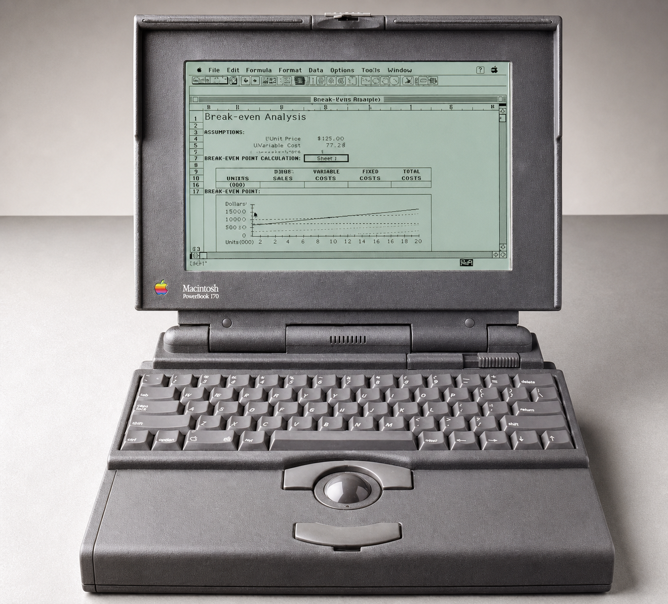 Robert Brunner's foam concept for the PowerBook, showing the keyboard pushed upscaled image 205