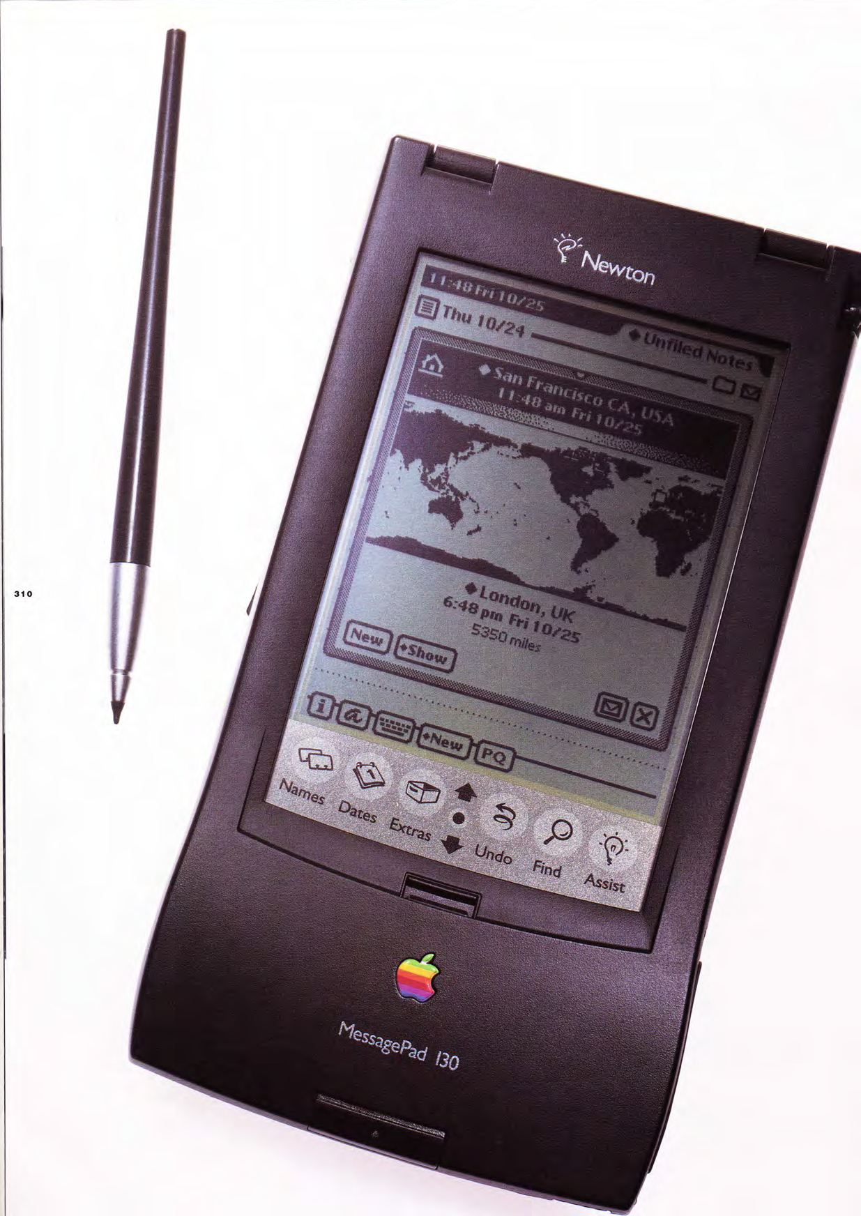 'Newton 11:48 Fri 10/25 Thu 10/24 • • Unfiled Notes • San Francisco CA, UISA original image 310
