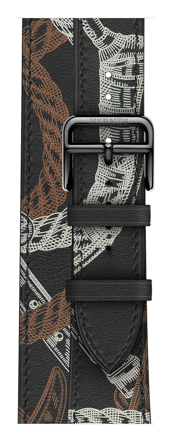 Noir Allover Print Hermès Leather