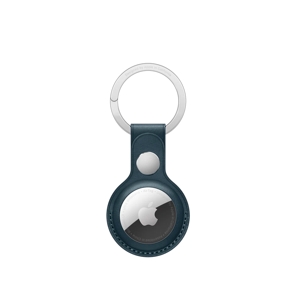 AirTag Leather Key Ring — Baltic Blue