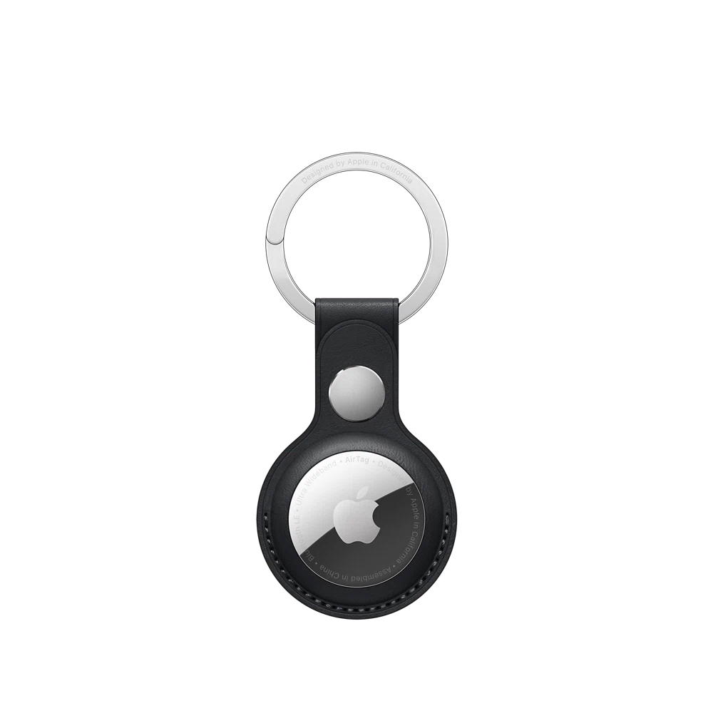 AirTag Leather Key Ring — Midnight