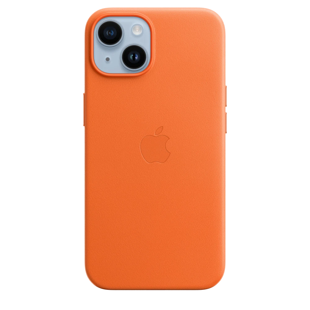 iPhone 14 Leather Case with MagSafe — Orange