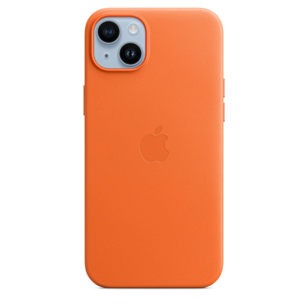 iPhone 14 Plus Leather Case with MagSafe — Orange