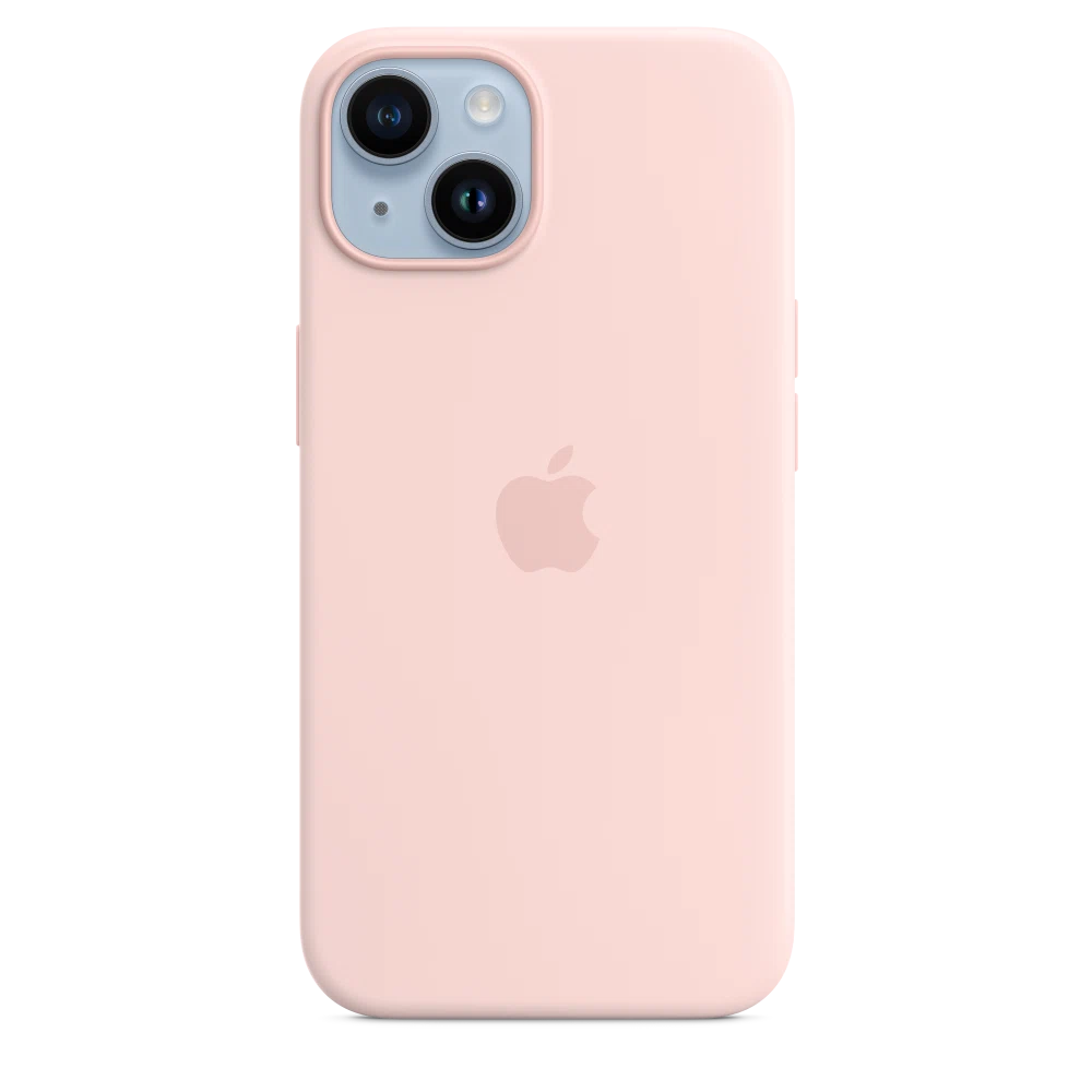 iPhone 14 Silicone Case with MagSafe — Chalk Pink