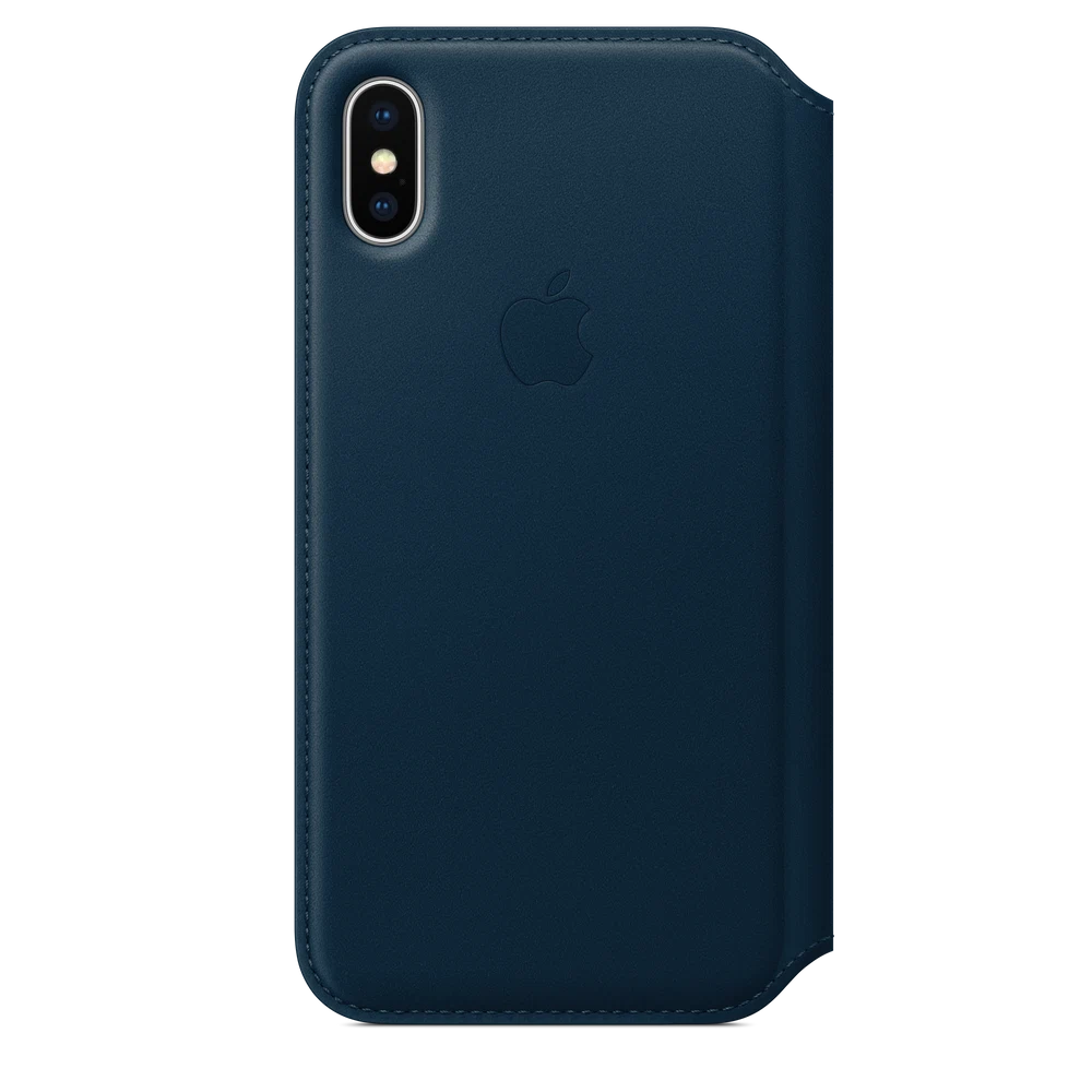iPhone X Leather Folio — Cosmos Blue