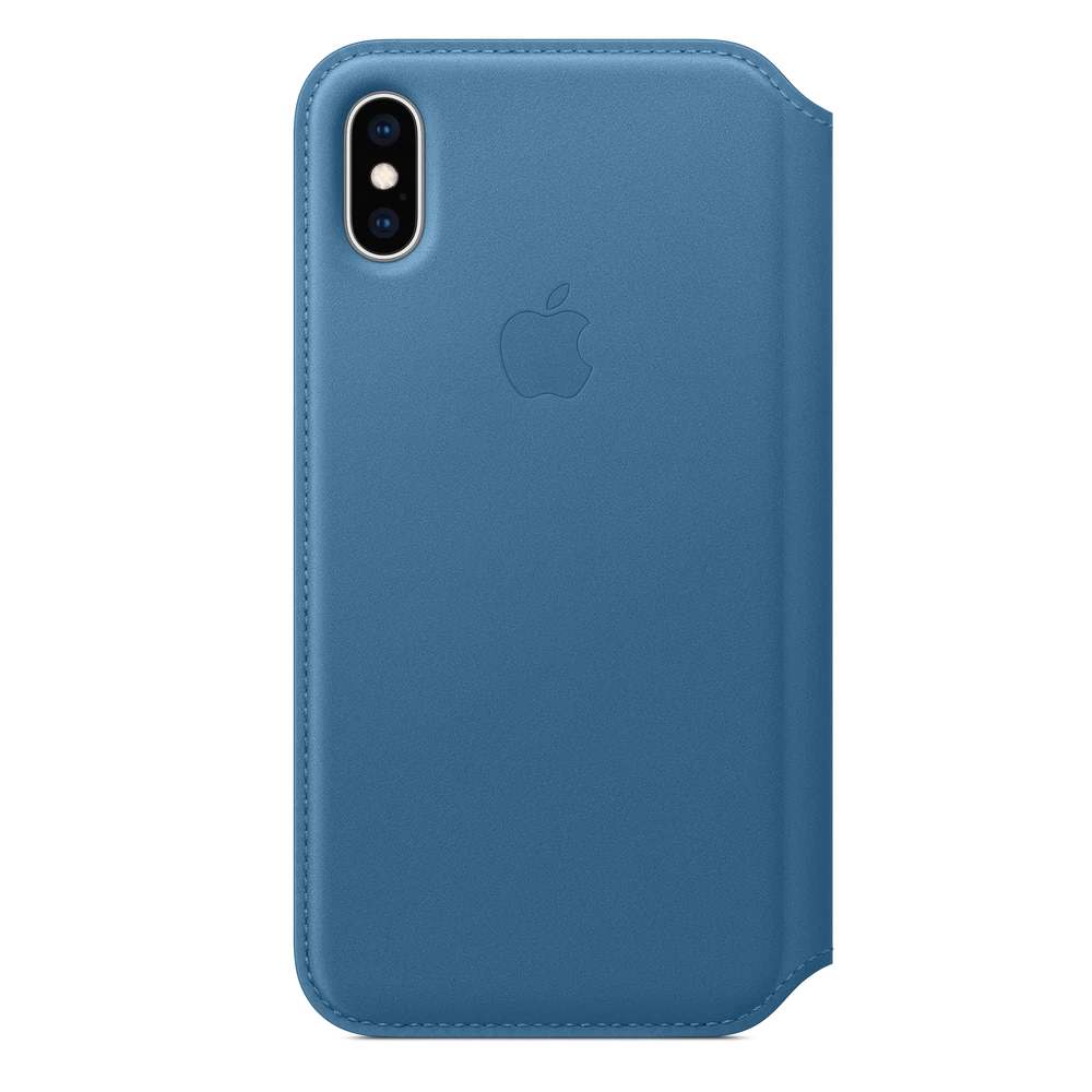 iPhone XS Leather Folio — Cape Cod Blue