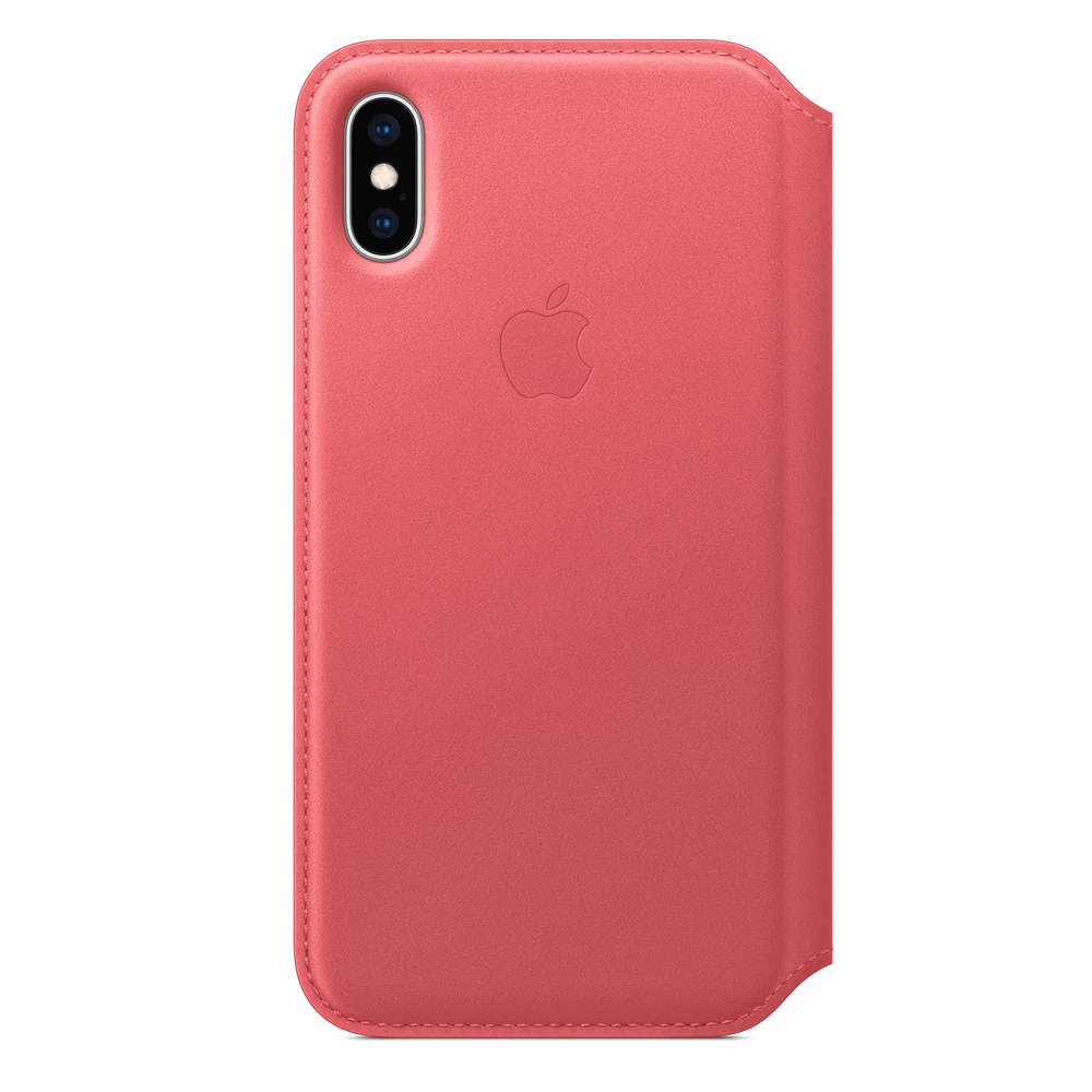 iPhone XS Leather Folio — Peony Pink