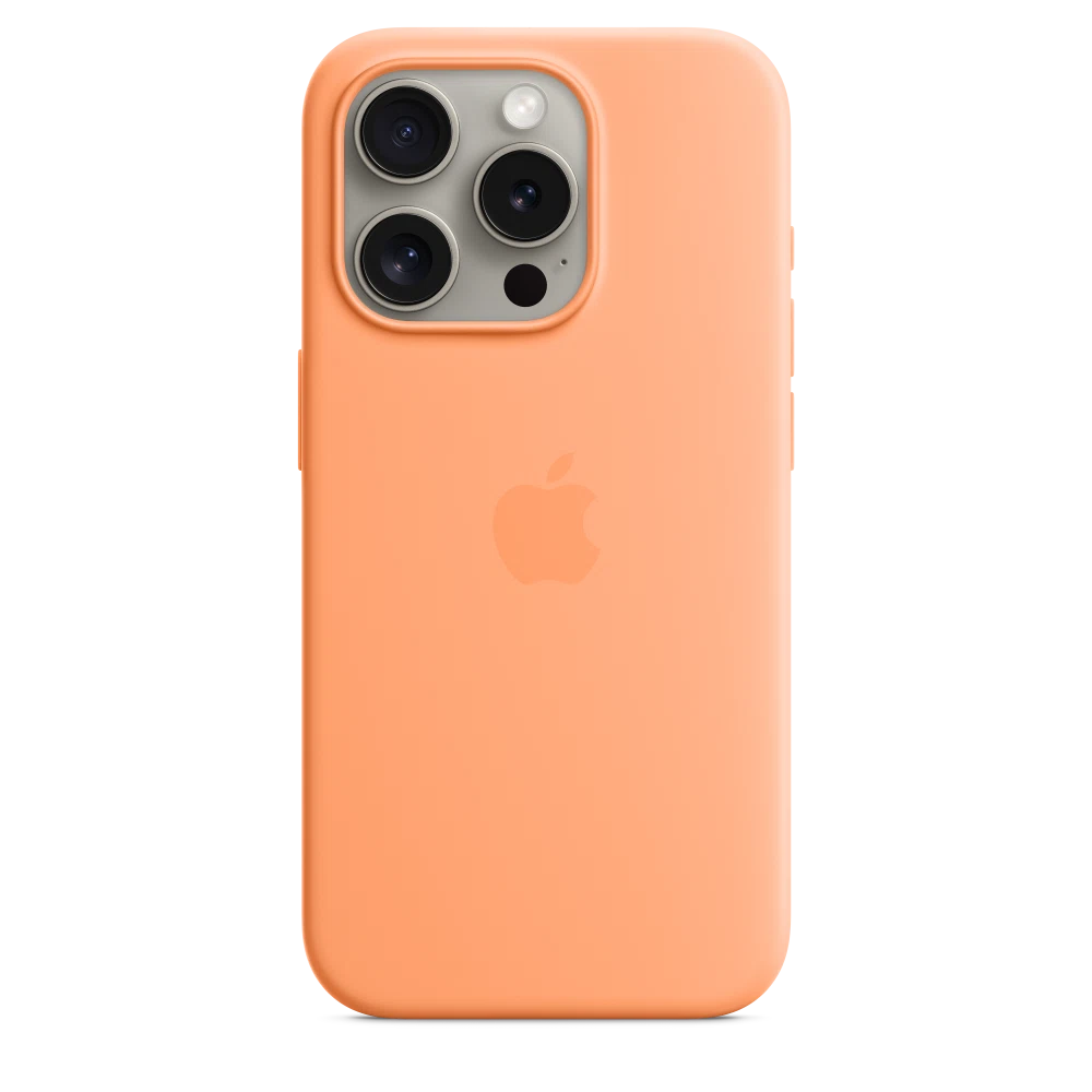 iPhone 15 Pro Silicone Case with MagSafe — Orange Sorbet