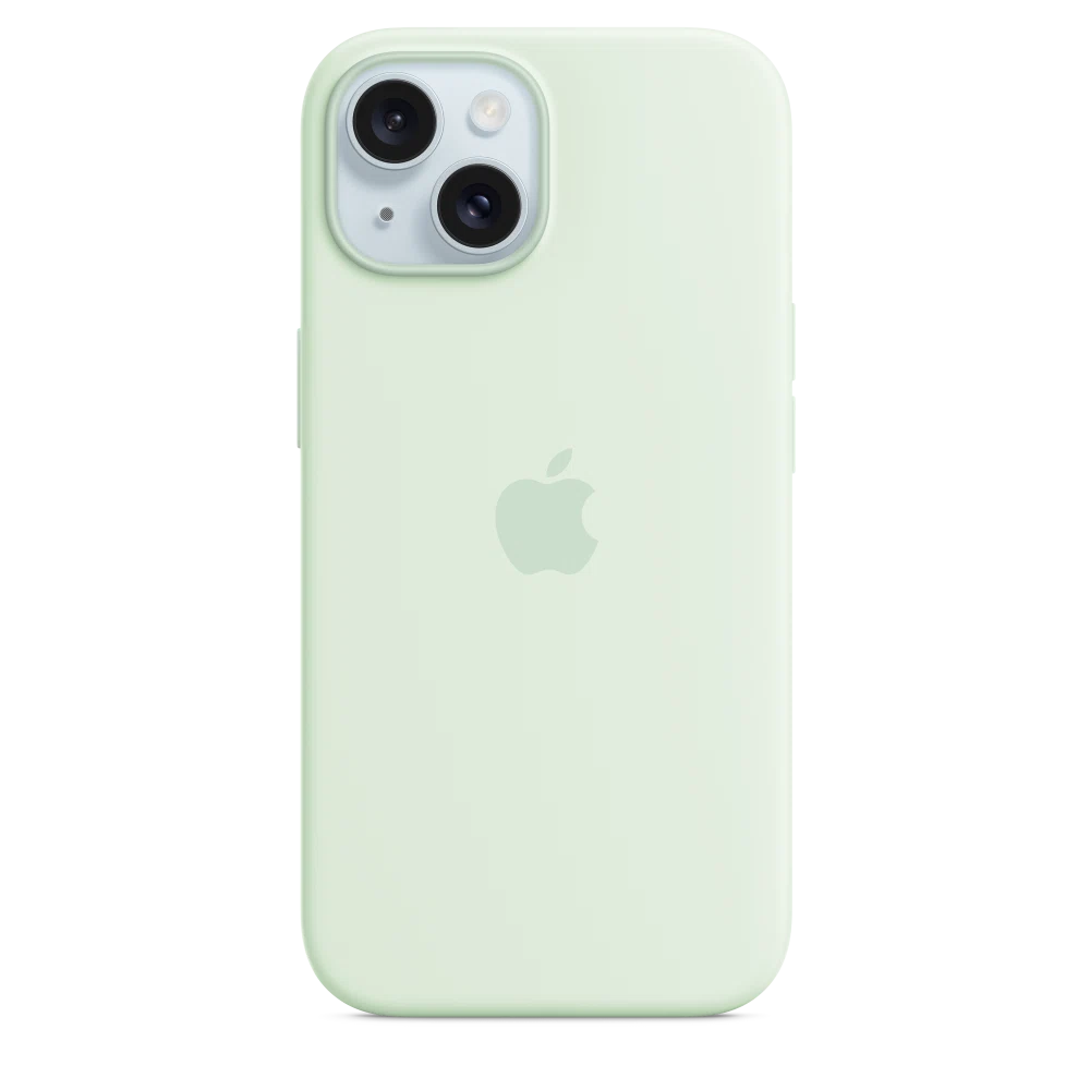 iPhone 15 Silicone Case with MagSafe — Soft Mint