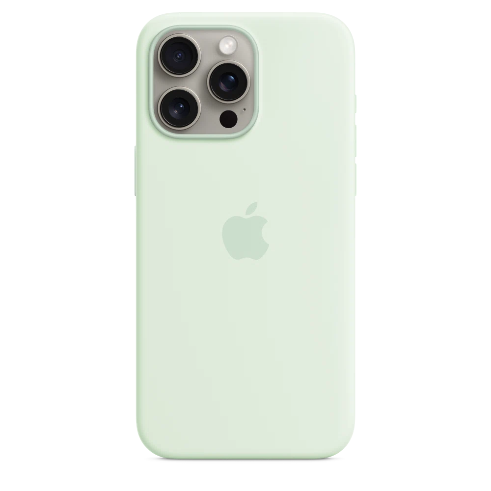 iPhone 15 Pro Max Silicone Case with MagSafe — Soft Mint