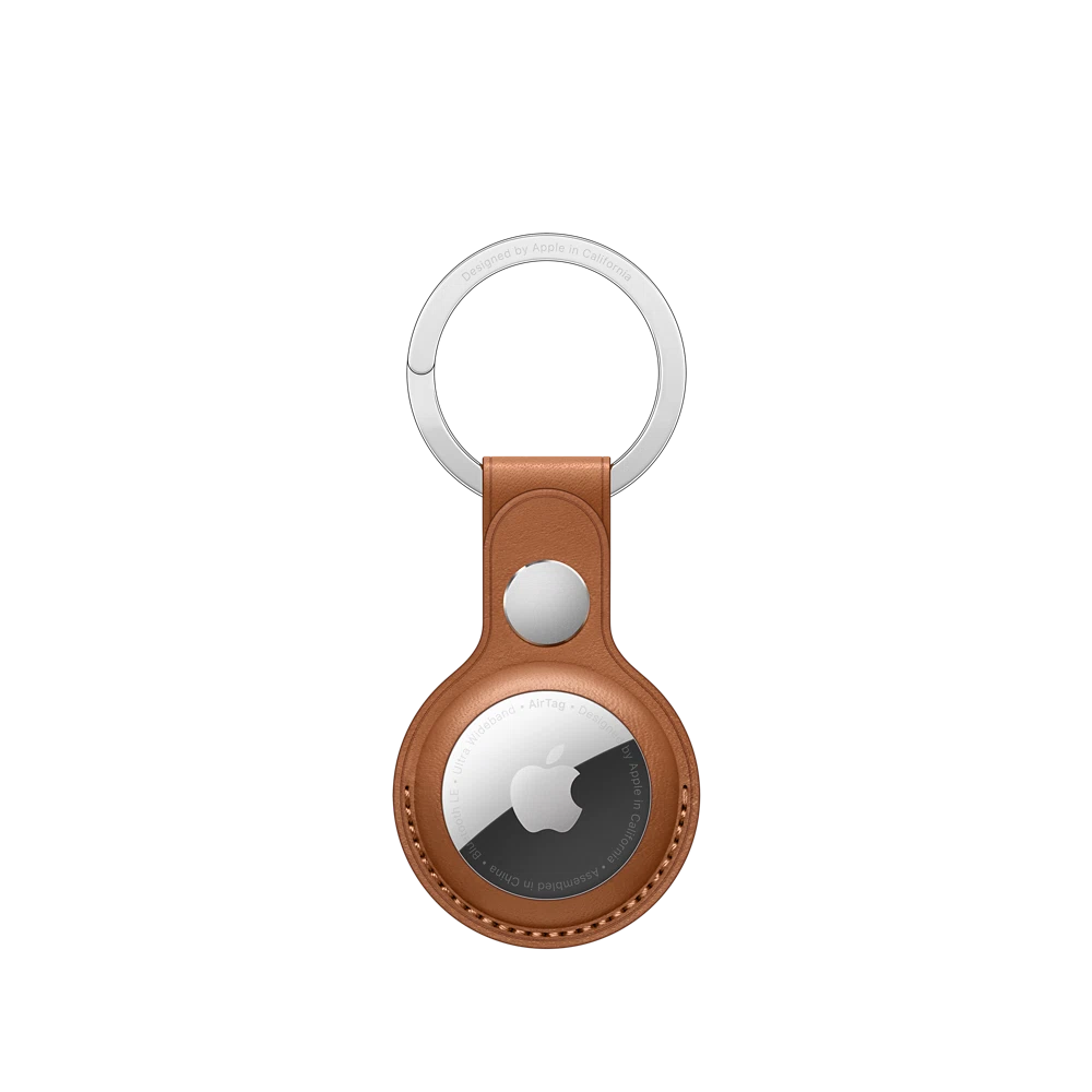 AirTag Leather Key Ring — Saddle Brown