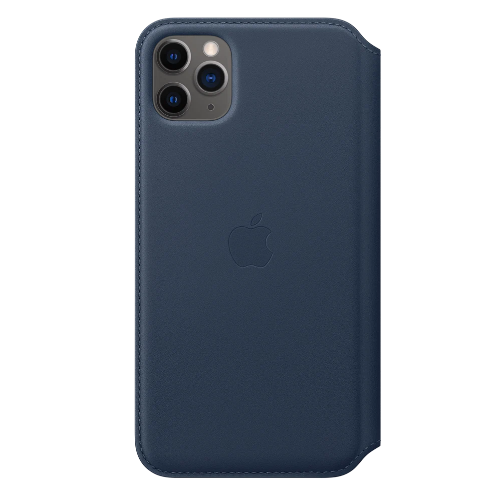 iPhone 11 Pro Max Leather Folio — Deep Sea Blue